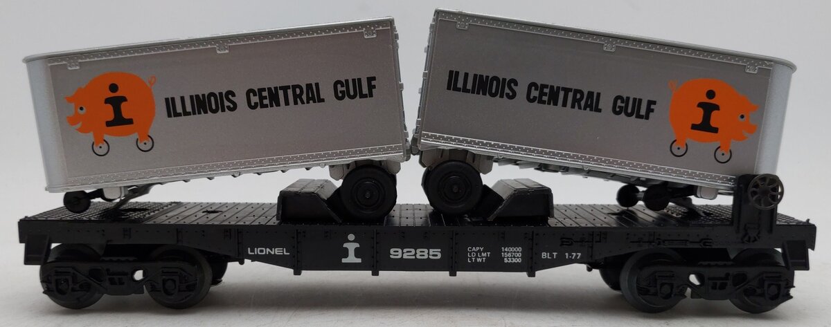 Lionel 6-9285 O Gauge Illinois Central Gulf Flatcar w/Vans EX