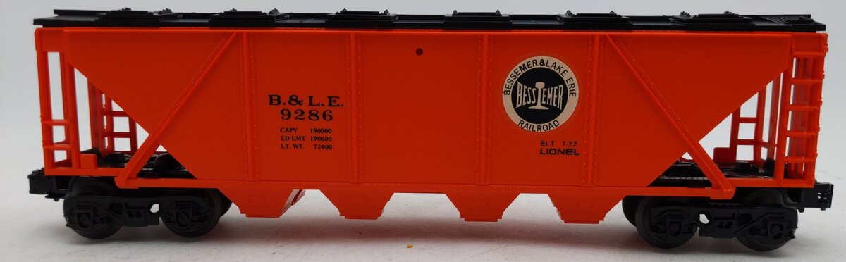Lionel 6-9286 O Gauge Bessemer and Lake Erie Covered Quad Hopper #9286 EX