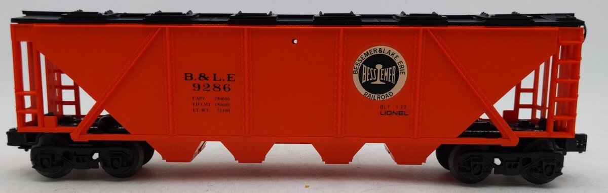Lionel 6-9286 O Gauge Bessemer and Lake Erie Covered Quad Hopper #9286 EX