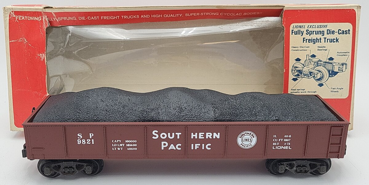Lionel 6-9821 O Gauge Southern Pacific Gondola w/ Load VG/Box