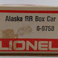 Lionel 6-9758 O Gauge Alaska Railroad Boxcar EX/Box