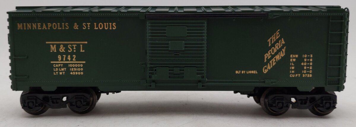 Lionel 6-9742 O Gauge Green Minneapolis & St. Louis Boxcar VG