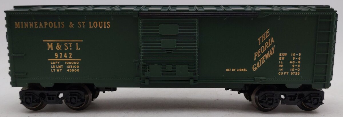 Lionel 6-9742 O Gauge Green Minneapolis & St. Louis Boxcar VG