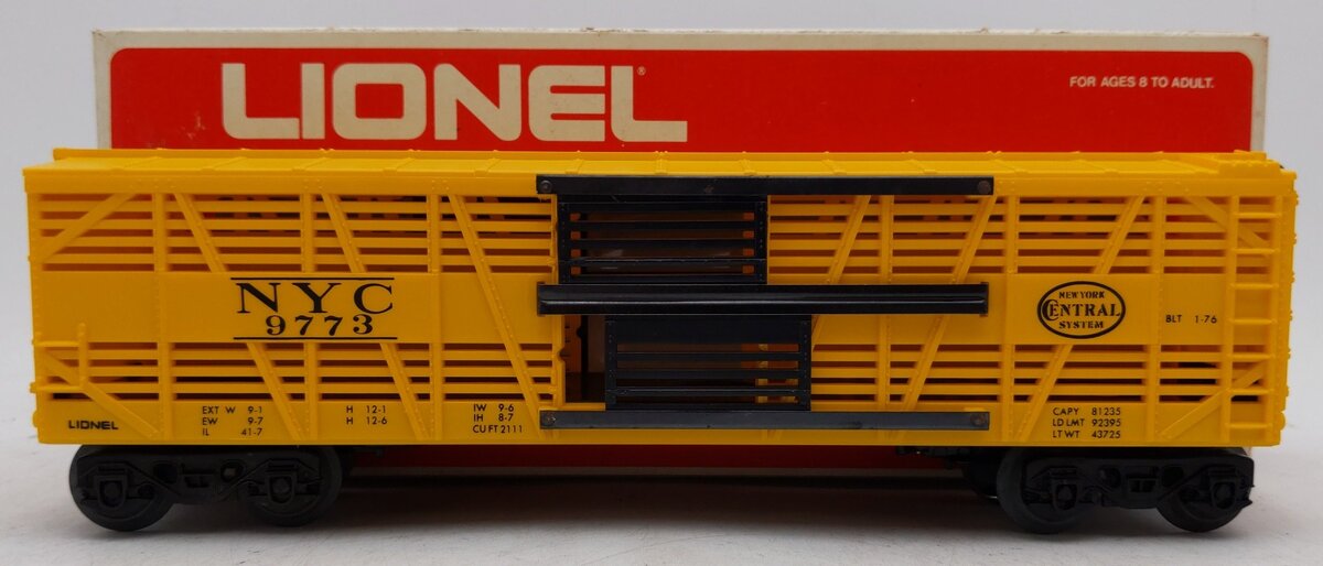 Lionel 6-9773 O Gauge New York Central Cattle Car VG/Box