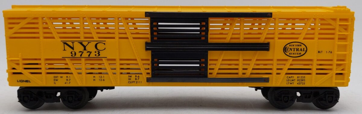 Lionel 6-9773 O Gauge New York Central Cattle Car VG/Box