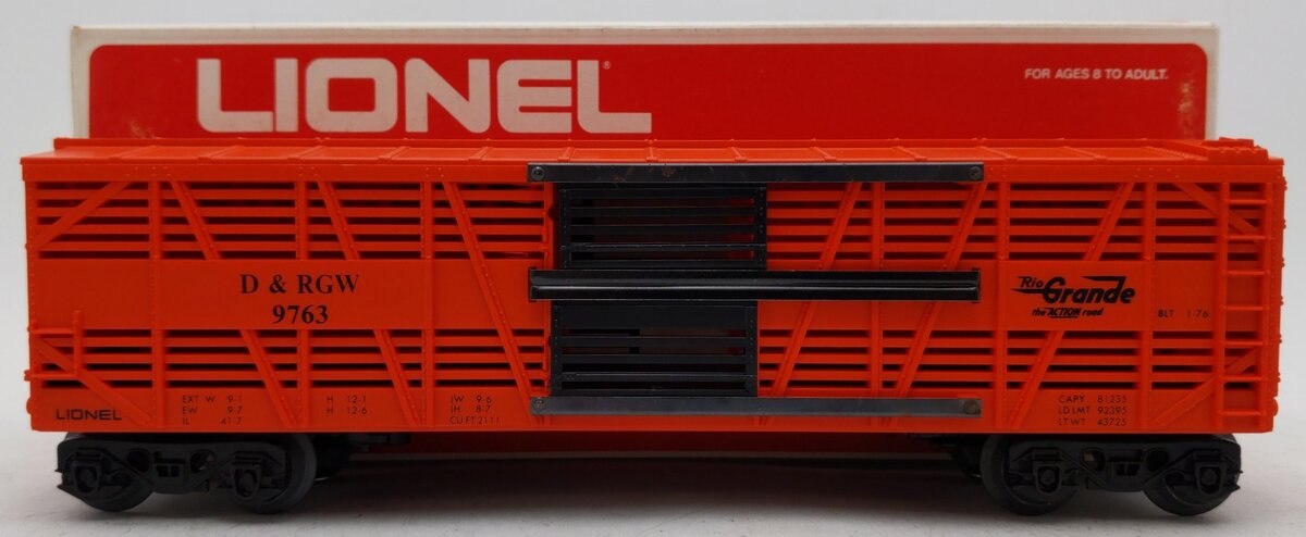 Lionel 6-9763 O Gauge Rio Grande Cattle Car #9763 EX/Box