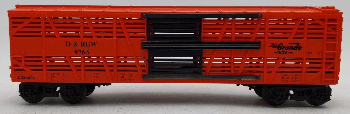 Lionel 6-9763 O Gauge Rio Grande Cattle Car #9763 EX/Box