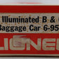 Lionel 6-9523 O Gauge Baltimore & Ohio Baggage Car EX/Box