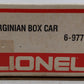 Lionel 6-9777 O Gauge Virginian Boxcar EX/Box