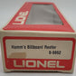 Lionel 6-9862 O Gauge Hamm's Beer Billboard Reefer Car EX/Box
