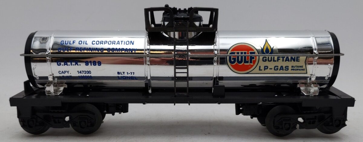 Lionel 6-9189 O Gauge Gulf Chrome Single Dome Tank Car EX