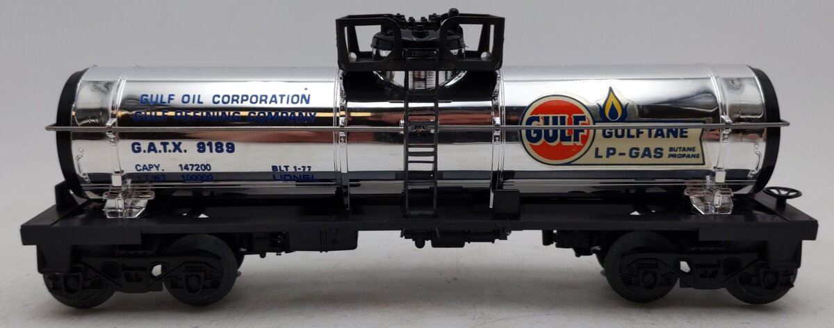 Lionel 6-9189 O Gauge Gulf Chrome Single Dome Tank Car EX