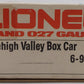 Lionel 6-9788 O Gauge Lehigh Valley Boxcar VG/Box