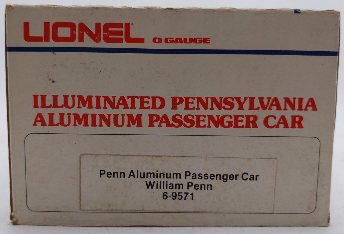 Lionel 6-9571 O Gauge Pennsylvania RR "William Penn" Aluminum Passenger Car EX/Box