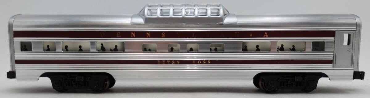 Lionel 6-9573 O Pennsylvania RR "Betsy Ross" Aluminum Vista Dome Passenger Car VG/Box