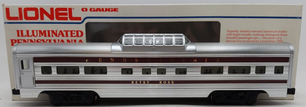 Lionel 6-9573 O Pennsylvania RR "Betsy Ross" Aluminum Vista Dome Passenger Car VG/Box