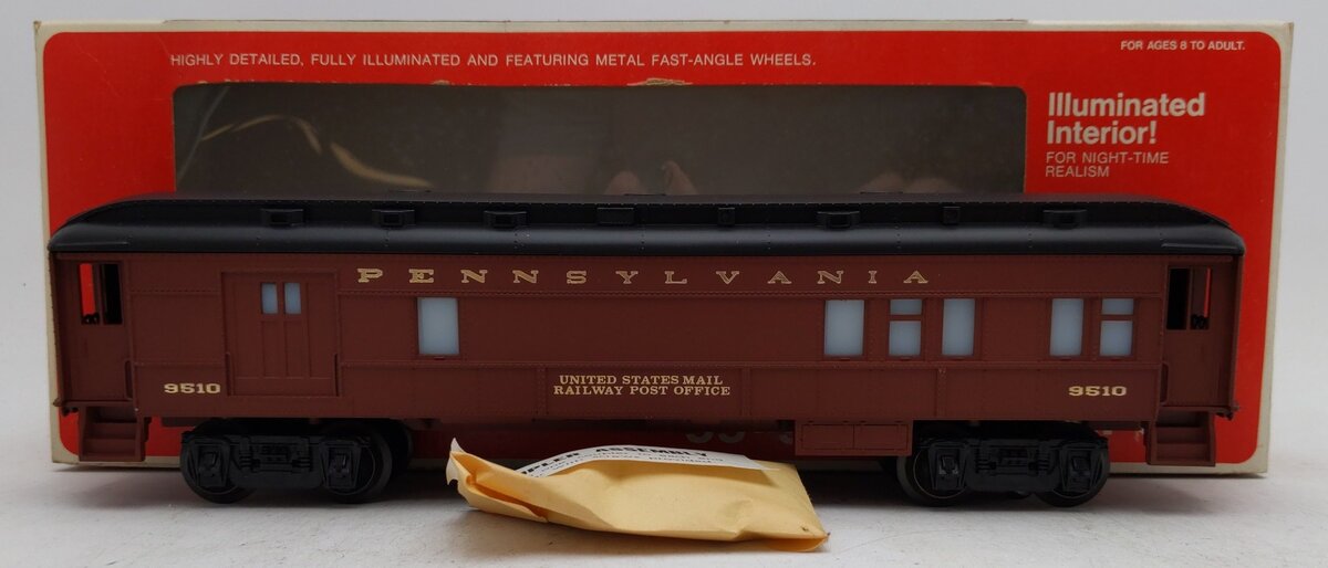 Lionel 6-9510 O Gauge Pennsylvania Mail Combo Baggage/Passenger Car EX/Box