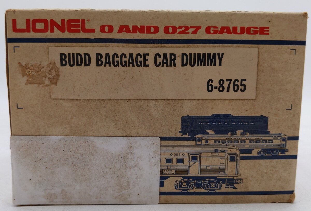 Lionel 6-8765 O Gauge Baltimore & Ohio RDC Budd Non-Powered Baggage Car VG/Box