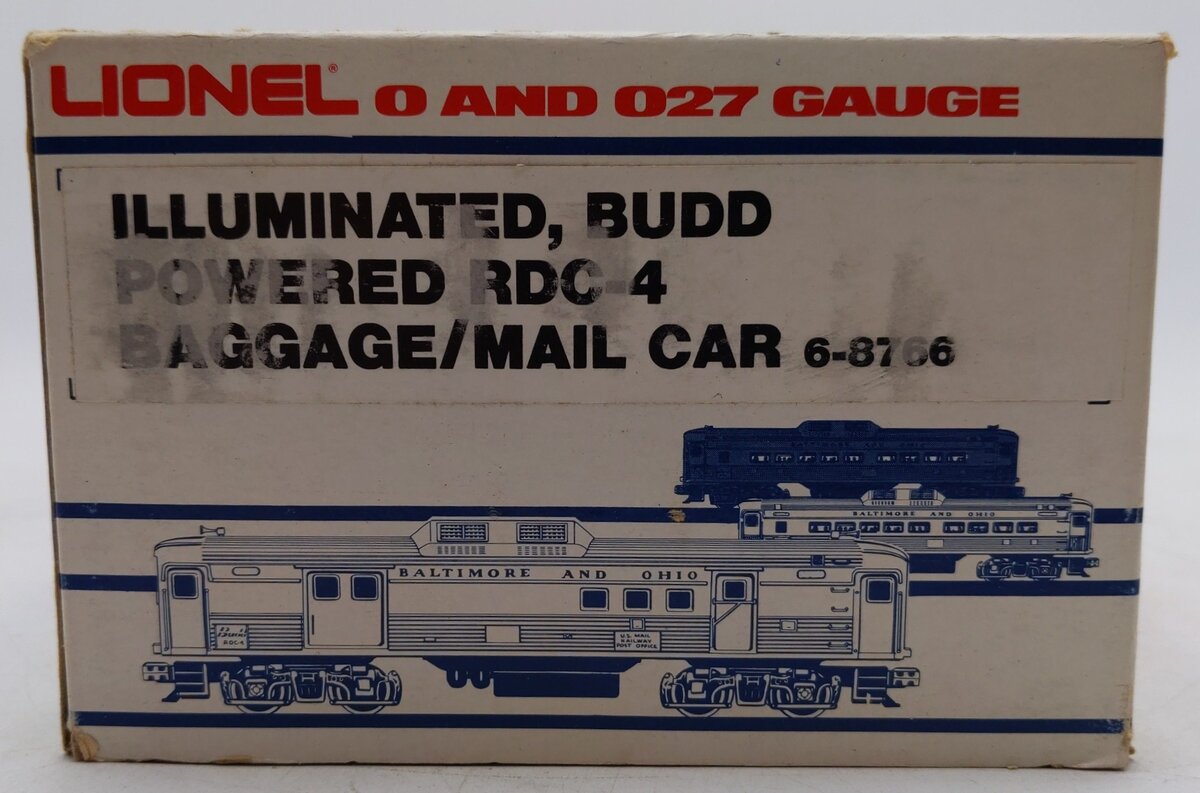Lionel 6-8766 O Gauge Baltimore and Ohio RDC Budd Baggage Power Car EX/Box