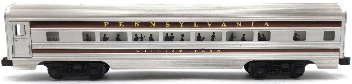 Lionel 2543 Vintage O Gauge Pennsylvania Aluminum "William Penn" Pullman Car VG
