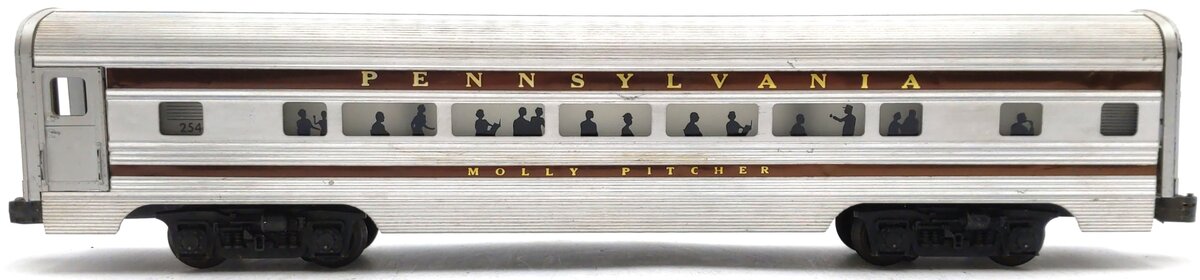 Lionel 2544 Vintage O Pennsylvania Molly Pitcher Aluminum Pullman Car VG