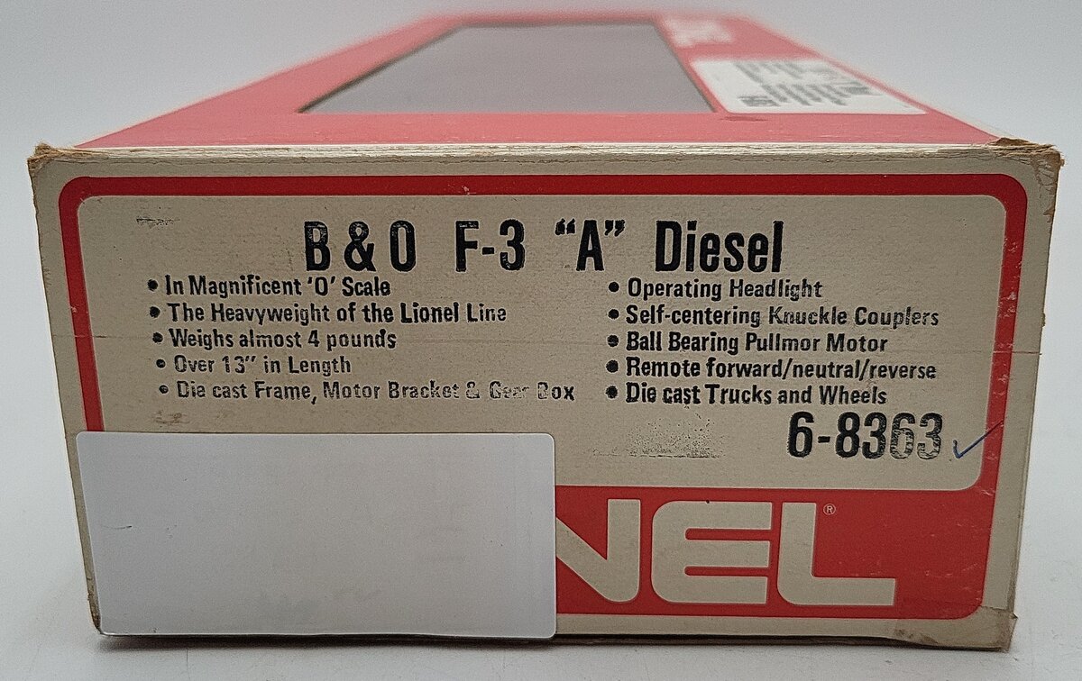 Lionel 6-8363 O Gauge Baltimore & Ohio F3 Powered A Unit Diesel Locomotive EX/Box