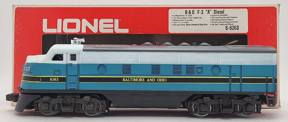 Lionel 6-8363 O Gauge Baltimore & Ohio F3 Powered A Unit Diesel Locomotive EX/Box