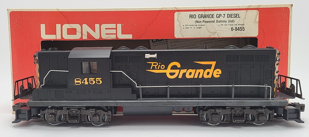 Lionel 6-8455 O Gauge Rio Grande GP-7 Dummy Diesel Locomotive #8455 EX/Box