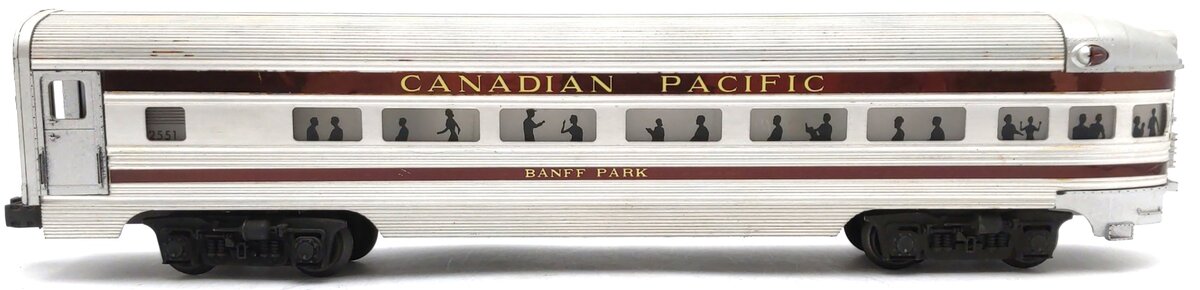 Lionel 2551 Vintage O Canadian Pacific Banff Park Aluminum Observation Car VG