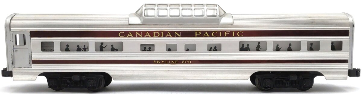 Lionel 2552 Vintage O Canadian Pacific Skyline 500 Aluminum Vista Dome Car VG
