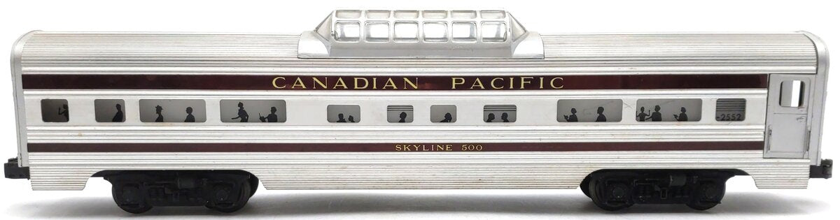 Lionel 2552 Vintage O Canadian Pacific Skyline 500 Aluminum Vista Dome Car VG
