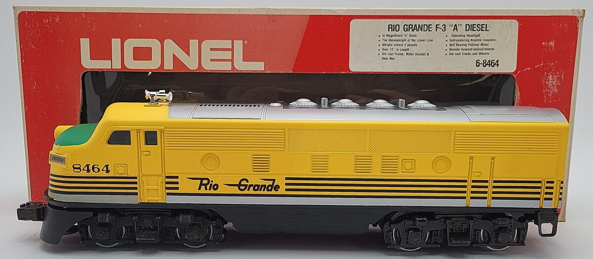 Lionel 6-8464 O Gauge Rio Grande F3 A Powered Diesel Locomotive #8464 EX/Box