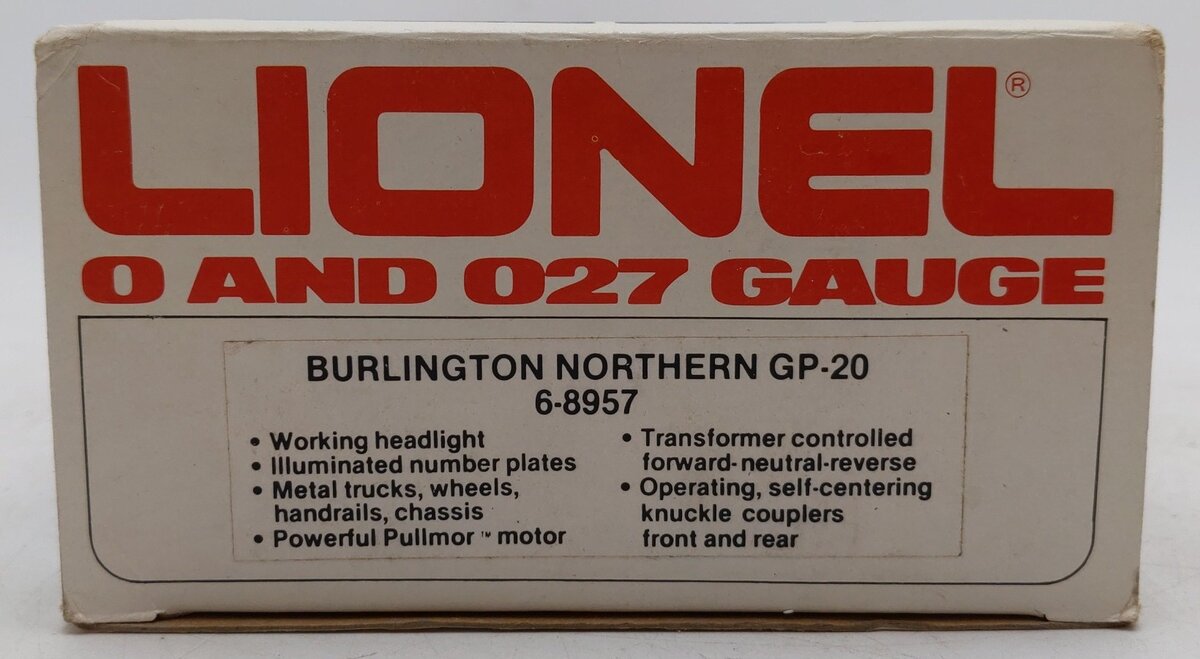 Lionel 6-8957 O Burlington Northern GP-20 Powered Diesel Locomotive VG/Box