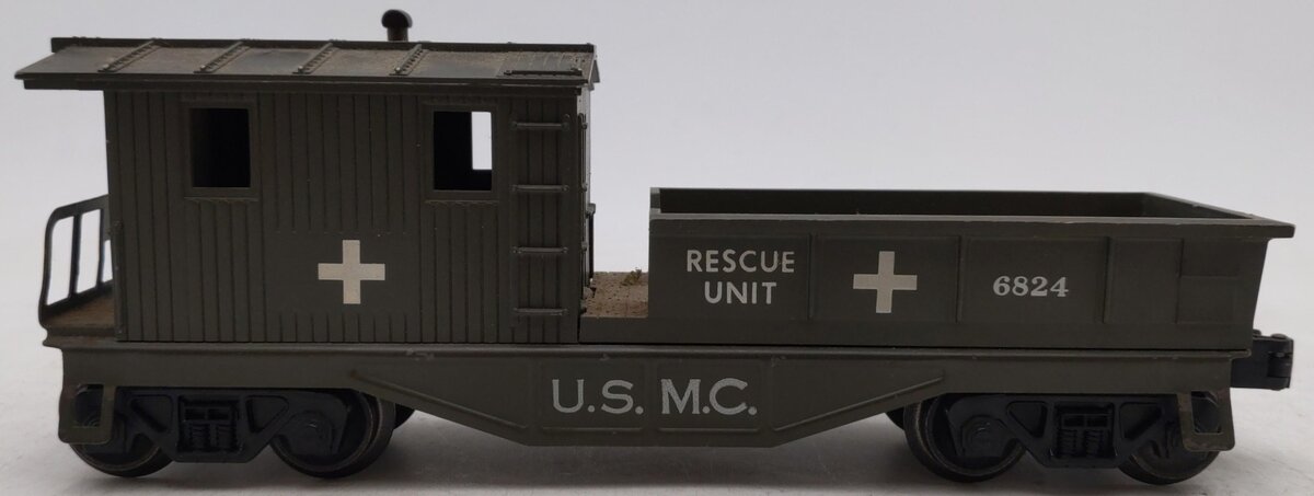 Lionel 6824 Vintage O Olive Drab U.S.M.C. Rescue Caboose VG