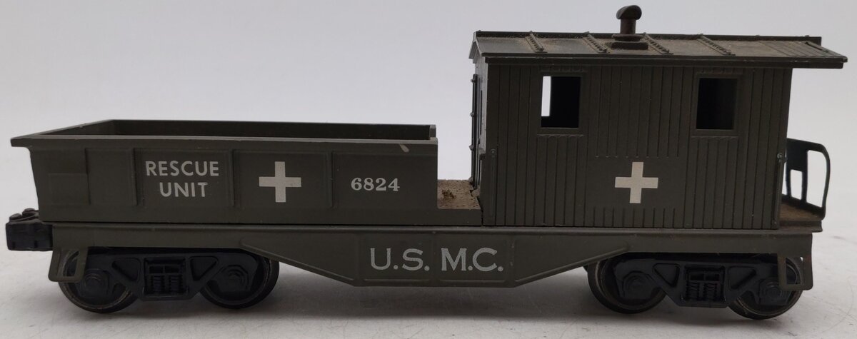 Lionel 6824 Vintage O Olive Drab U.S.M.C. Rescue Caboose VG