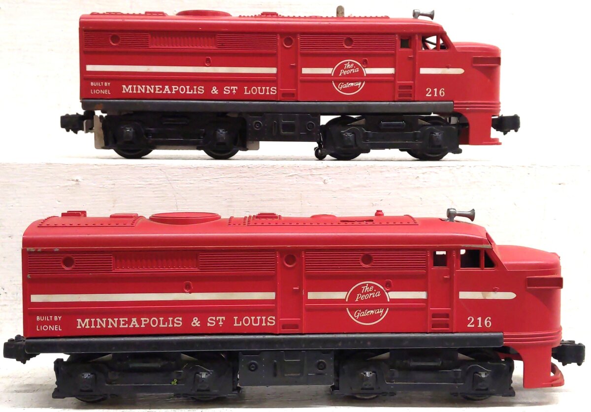 Lionel 216 Vintage O Minneapolis & St. Louis Alco AA Diesel Locomotive Set VG