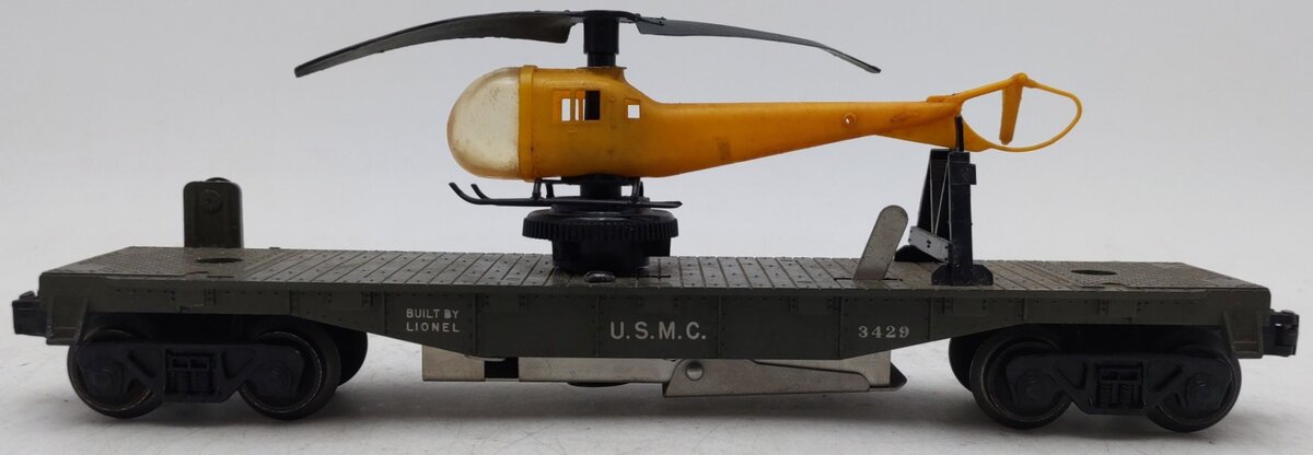 Lionel 3429 Vintage O USMC Operating Helicopter Car VG