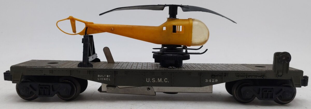 Lionel 3429 Vintage O USMC Operating Helicopter Car VG