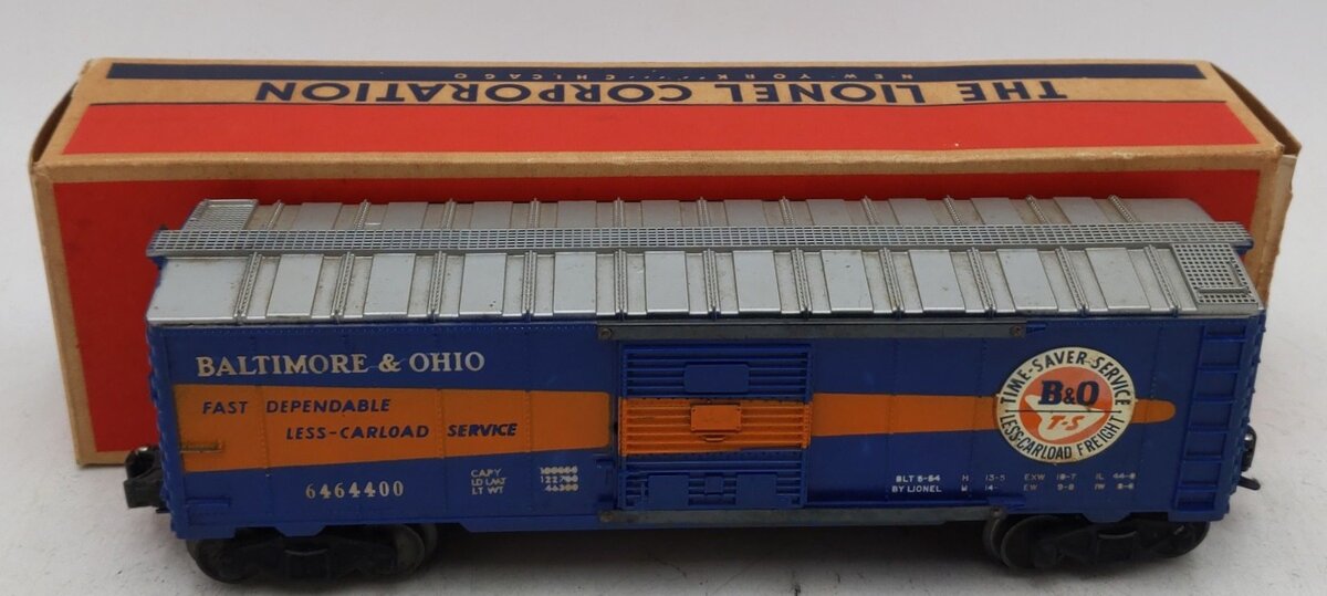 Lionel 6464-400 Vintage O Baltimore & Ohio Boxcar - 5-54 Built Date VG/Box