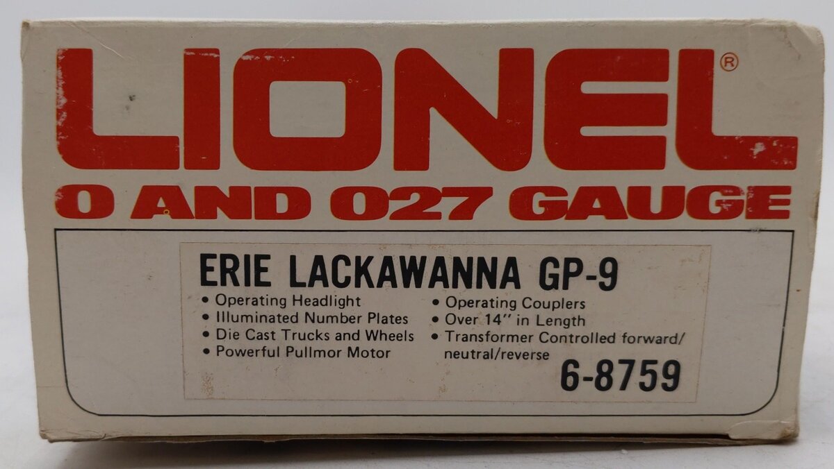 Lionel 6-8759 Erie Lackawanna GP-9 Diesel Locomotive EX/Box