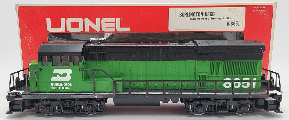 Lionel 6-8651 O Burlington Northern U36B Dummy Diesel Locomotive EX/Box
