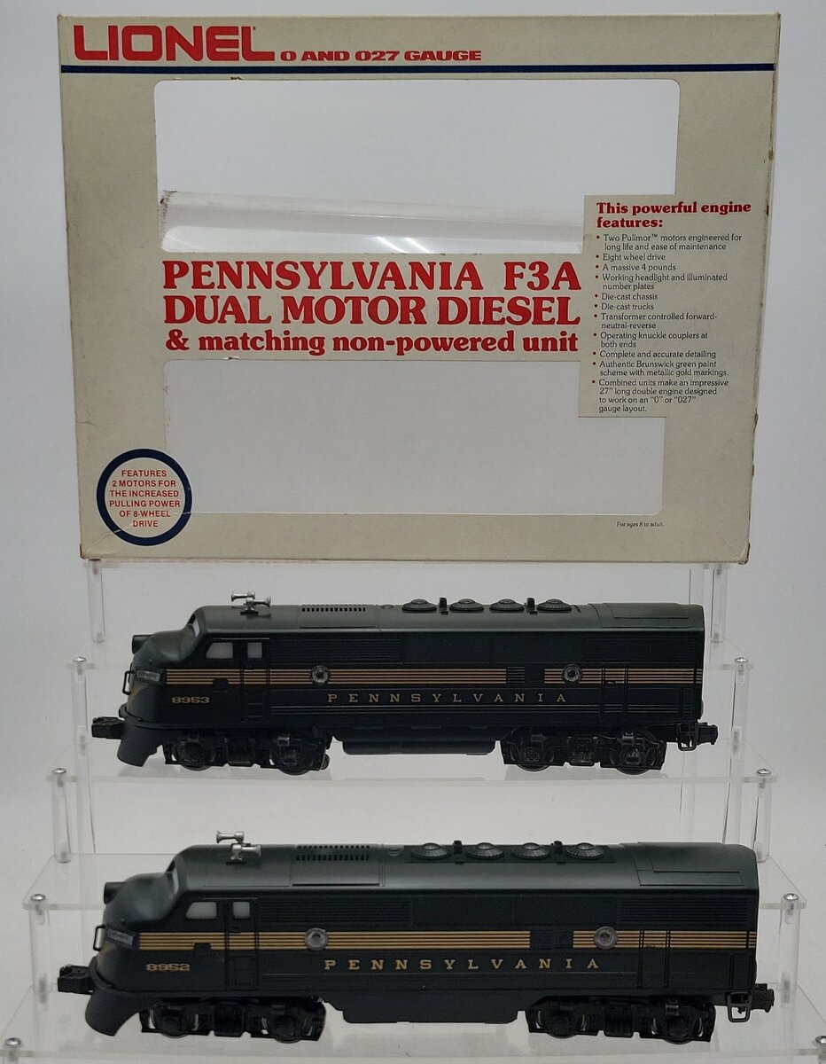Lionel 6-8952 O Gauge Pennsylvania F-3 AA Diesel Locomotive Set VG/Box