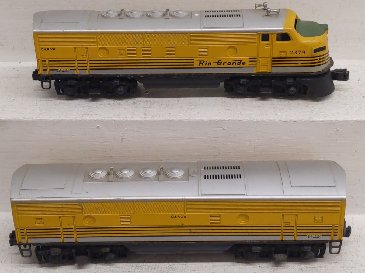 Lionel 2379 Vintage O Rio Grande F3 AB Diesel Locomotive Set VG/Box