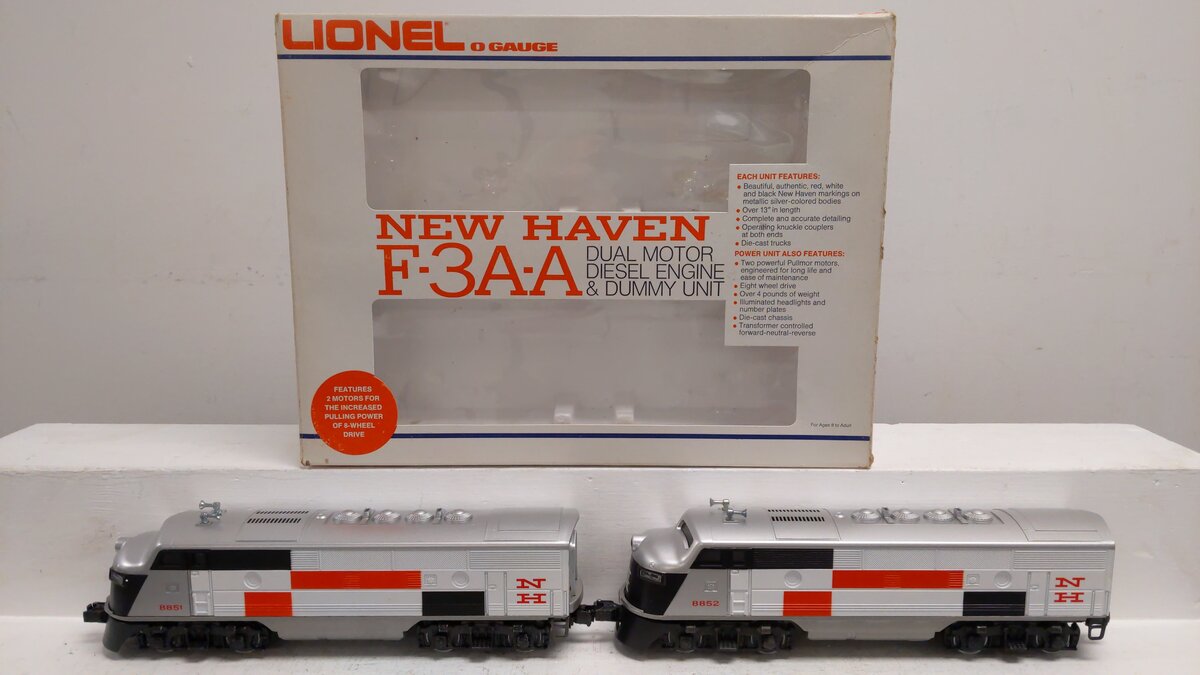 Lionel 6-8851 O Gauge New Haven F3 AA Diesel Locomotive Set #8851/8852 LN/Box
