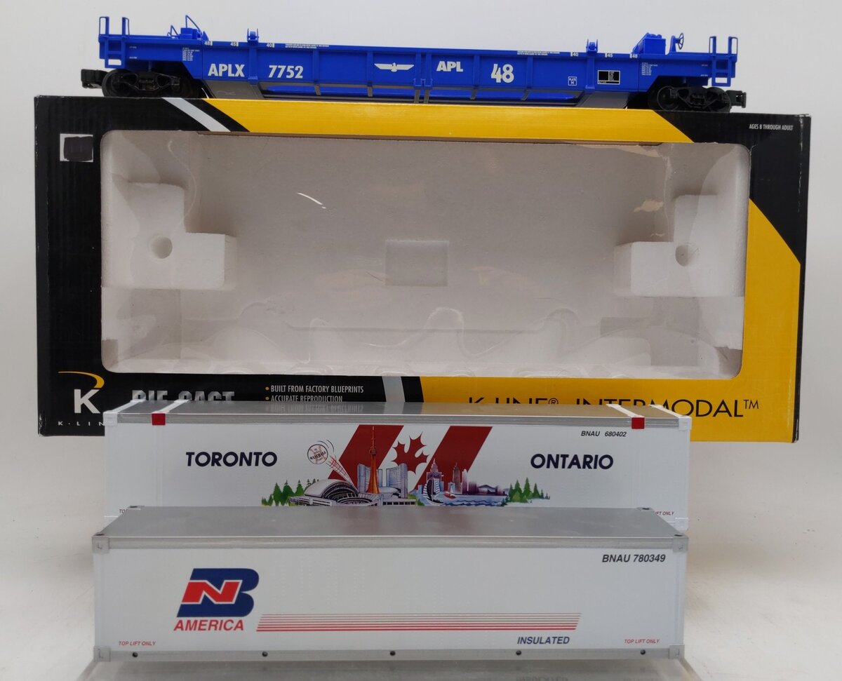 K-Line K775201 O Gauge American President Lines Thrall DTTX w/ 2 Containers LN/Box