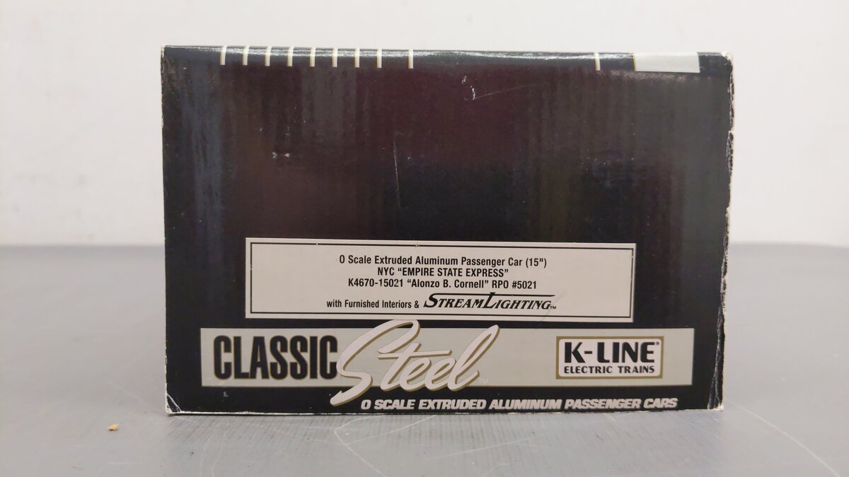 K-Line K4670-15021 O New York Central "Alonzo B. Cornell" 15" Aluminum Combo Car EX/Box