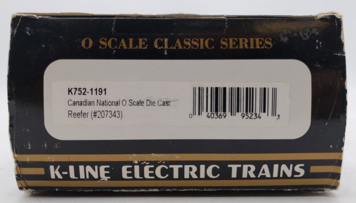 K-Line K752-1191 O Gauge Canadian National Die-Cast Woodside Reefer #207343 EX/Box