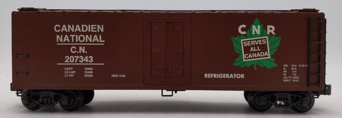 K-Line K752-1191 O Gauge Canadian National Die-Cast Woodside Reefer #207343 EX/Box