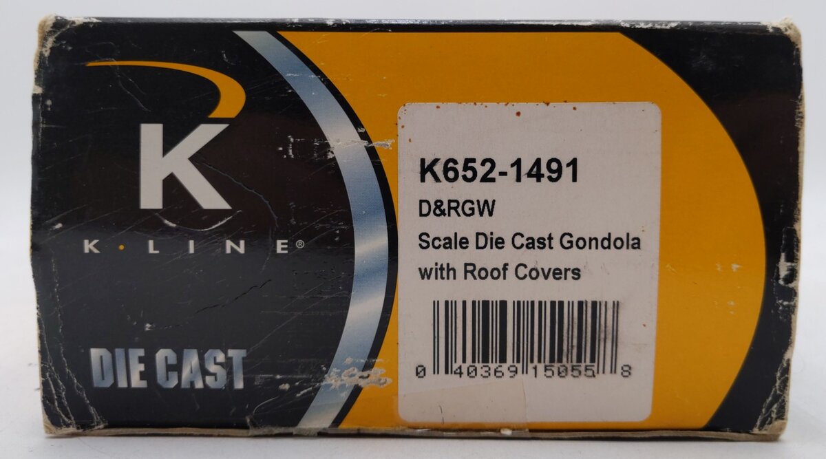 K-Line K652-1491 Denver and Rio Grande Western Die cast Gondola w/ Roof Cover EX/Box