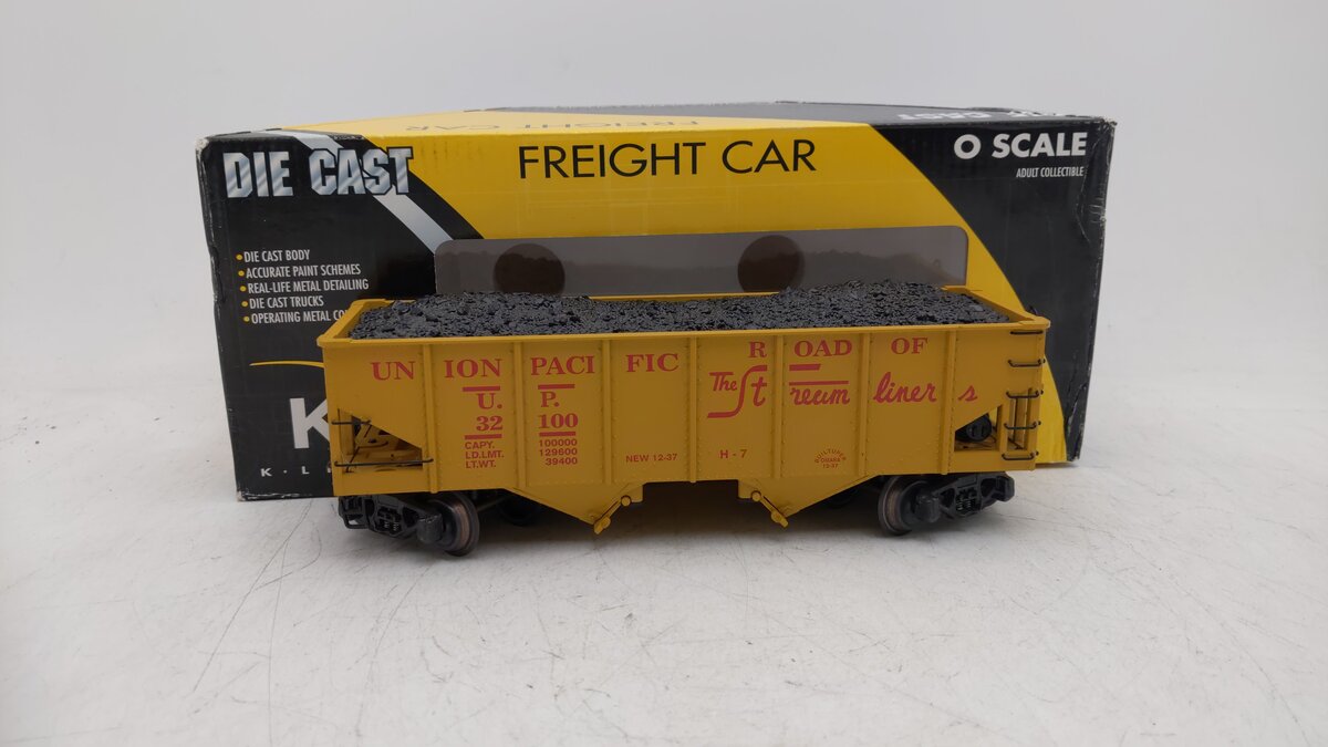 K-Line K6253-2111 O Gauge Union Pacific 2-Bay Die-Cast Hopper w/Coal Load #32103 EX/Box